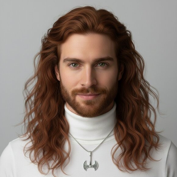 Viking Axe Double Head Pendant Necklace 316L Stainless Steel Mens Unisex NWOT - Picture 6 of 8